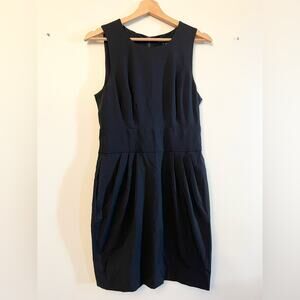 Pippa black shift Dress With Pockets work office business casual scoop neck